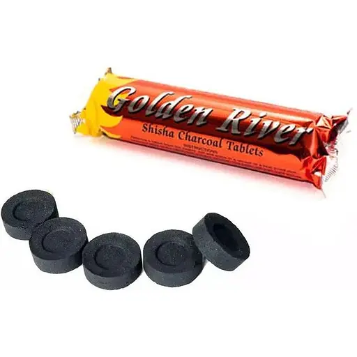Вугілля Golden River для кальяну дерев'яна таблетка 35мм 10шт (10529) - фото 1