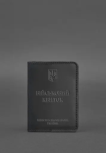 Кожаная обложка для военного билета 7.0 черная Crazy Horse - фото 2