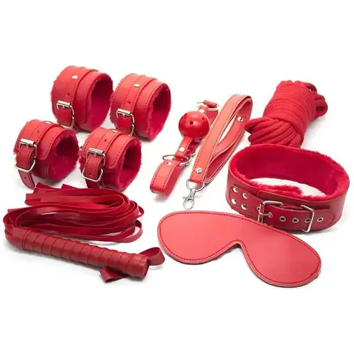 Эротический набор БДСМ для ролевых игр красный, черный, фиолетовый, розовый БДСМ набор 8 предметов для ролевых садо-мазо игр Фетиш - фото 3