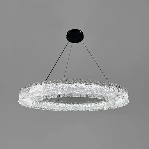 Підвісна люстра із пластинами у вигляді прозорих крижин Ø 80 см | Line F | Арт. MJ371-800 BK - фото 2
