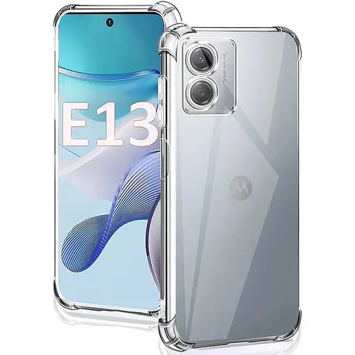 TPU чехол GETMAN Ease logo усиленные углы Full Camera для Motorola Moto E13 Бесцветный (прозрачный)