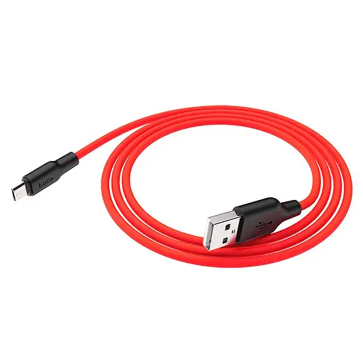Дата кабель Hoco X21 Plus Silicone MicroUSB Cable (1m) Black / Red - фото 5