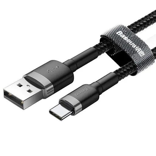 Кабель посилений Baseus Cafule USB-A - Type-C 3 A 0.5 м (CATKLF-AG1) чорно-сірий
