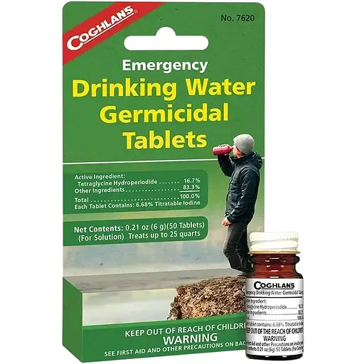 Обеззараживающие таблетки для воды Coghlans Drinking Water Tablets (1053-CHL.7620)