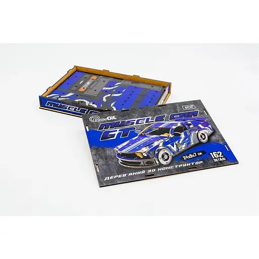 Дерев'яний 3D конструктор Mustang GT Puz-00642, 162 деталей - фото 2