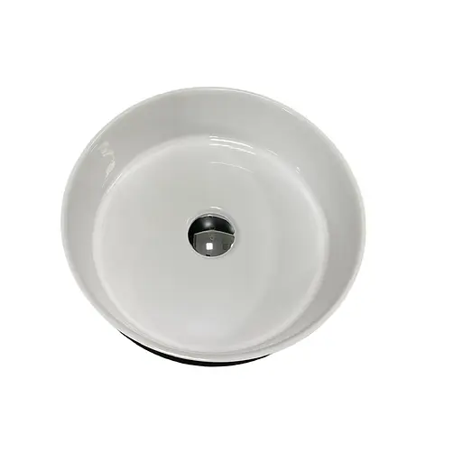 Раковина Adamant умывальник ARENA искусственный камень круглая без перелива 360х113мм врезная черно-белый - фото 3