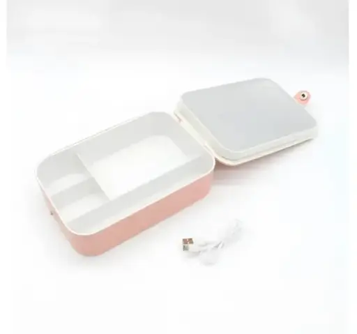 Дзеркало для макіяжу Salon Professional з LED підсвіткою та органайзером рожеве - фото 2