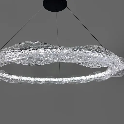 Люстра з підвісним корпусом з хвилястого рельєфного акрилу Ø 80 см | Line F | Арт. MJ373-800 BK - фото 4