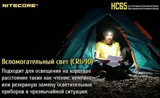 Ліхтар налобний Nitecore HC65 1000LM + Батарея 3400 mAh (оригінал) ліхтарик - фото 5