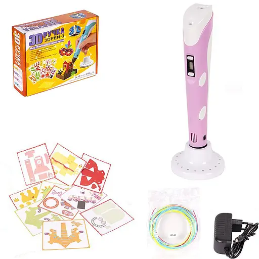 3D Ручка (3DPEN-3) - 3 NEW с трафаретами DX008 Розовый