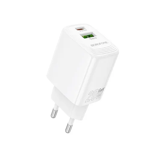 Мережевий зарядний пристрій Borofone BN27 Fuente PD20W+QC3. 0 charger (EU) білий - фото 1