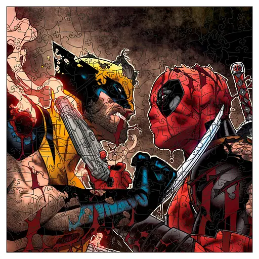 Фигурный пазл из дерева "Дэдпул и Росомаха" Art Craft PZ012-A4C-AC 75-125 деталей, размер А4 - фото 1