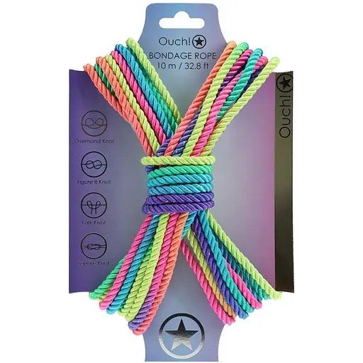 Веревка для бондажа Ouch! Rope 10 м (радужный)
