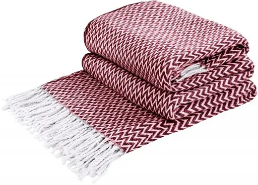 Плед бавовняний Vladi Валенсія Антоніо 140х200 біло-бордовий (10251) - фото 1