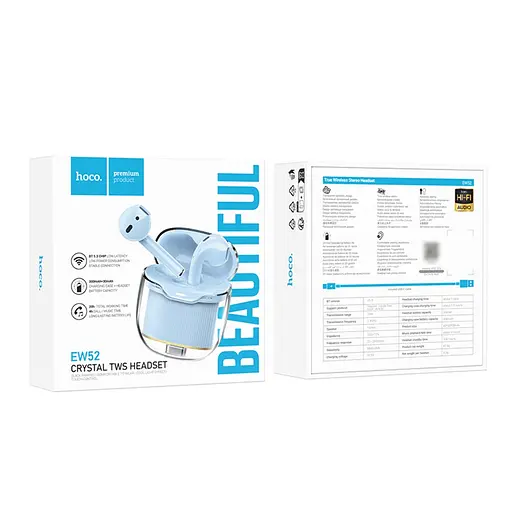 Навушники бездротові Hoco TWS EW52 вкладиші синій - фото 4