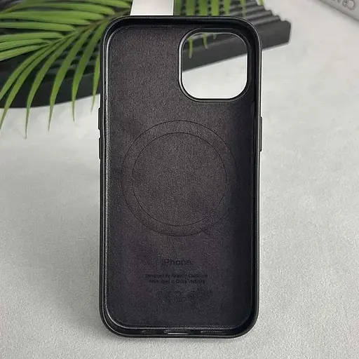 Чохол Leather Case with MagSafe для Apple iPhone 15 Pro Max Midnight AAA [136340] - фото 4