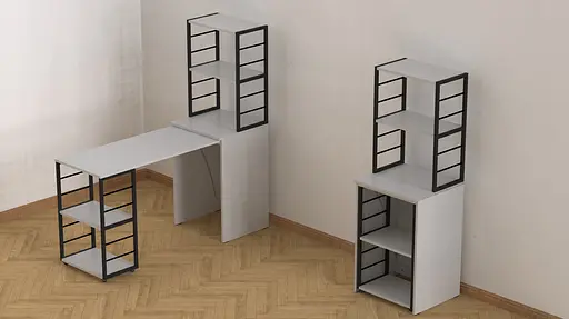 Стіл-тумба трансформер Смарт 3/1 з етажеркою Ferrum-decor 1430x1450x500 Чорний метал ДСП Біле 16 мм (FRD-105109) - фото 9