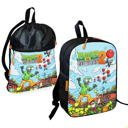 Шкільний рюкзак дитячий Рослини проти зомбі + Сумка для взуття спортивної форми рюкзак-мішок хлопчику (01813)