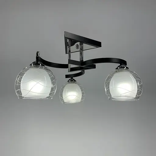 Стельова люстра в чорному корпусі на 3 подвійних плафони Line.F 51098/3 - фото 5