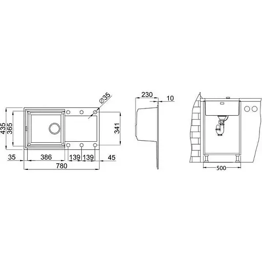 Кухонна мийка Elleci Easy 290 full black 40 - фото 2