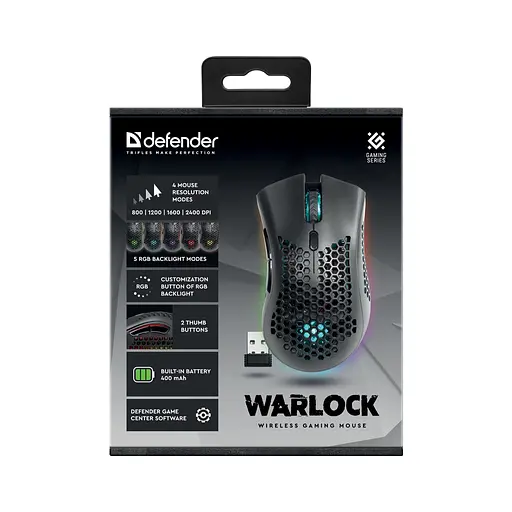 Мышка Defender Warlock GM-709L RGB Wireless Black (52709) - фото 10