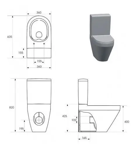 Унітаз підлоговий овальний Cersanit Crea K114-023 CleanOn з сидінням Slim дюропласт soft close без бачка 30412 - фото 4