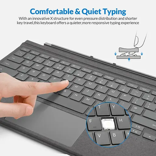 Клавіатура Rii Bluetooth Surface із сенсорною панеллю, сумісна з Surface Pro 7 Plus/7/6/5/4/3, 7-колірна підсвітка - фото 5