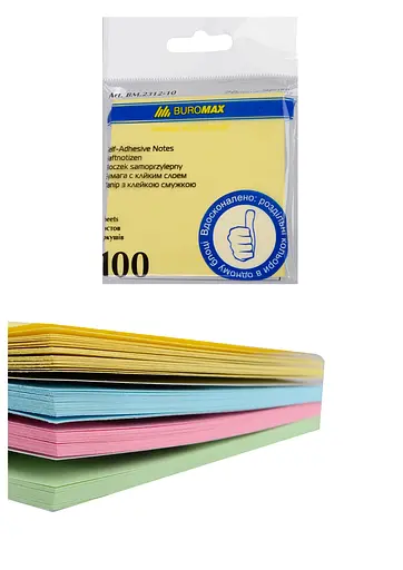 Блок для заметок, 76x76 мм, 100 листов, декор пастель (в ассортименте)