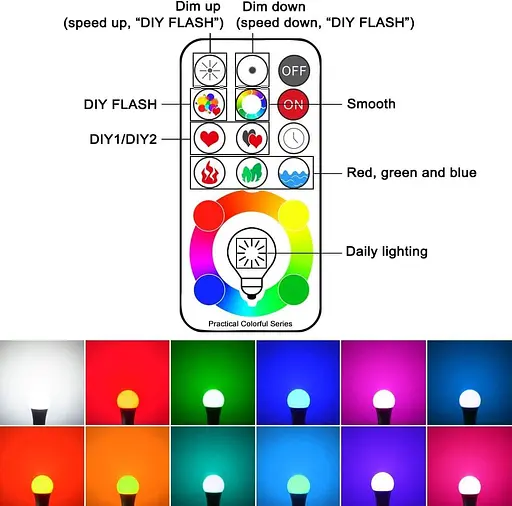 Світлодіодні RGB-лампи Mobri B22 зі зміною кольору з дистанційним керуванням, 75-ватні еквівалентні - фото 3