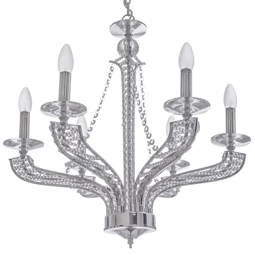 Люстра свеча Brille подвесная хрустальная E14 60W CH (BR-01303S/6) - фото 5