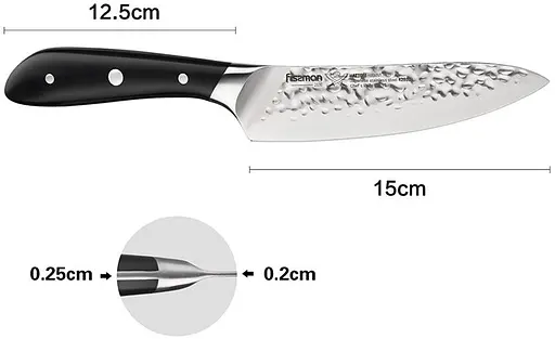 Ніж кухарський Fissman Hattori hammered із нержавіючої сталі 150 мм 000264773 - фото 2