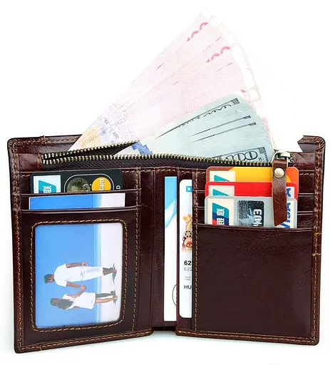 Мужской кожаный кошелек Vintage 9.5x12.5 см acs0015360 - фото 9