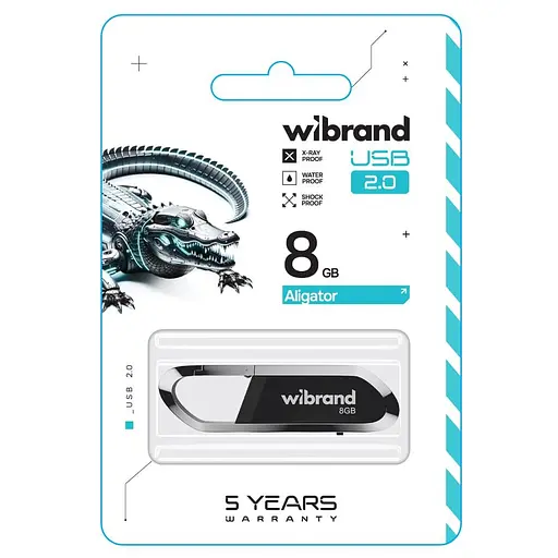 Флэш-накопитель Wibrand USB 2.0 Aligator 8Gb черный - фото 2