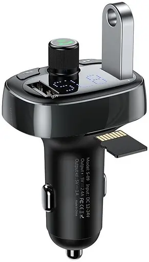 Автомобильное зарядное устройство + FM-модулятор Baseus T typed Wireless MP3 charger black (CCALL-TM01) - фото 3