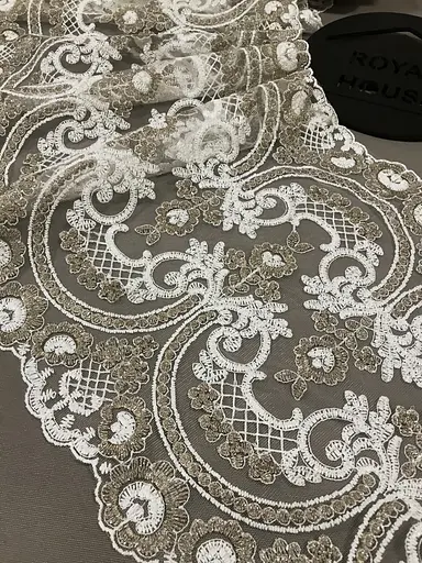 Мереживо Арка подвійна біло-кавове - фото 1