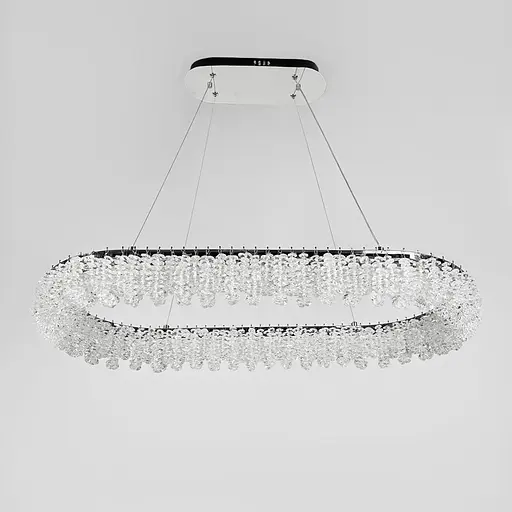 Кільцева овальна кришталева люстра в хромі 80х38 см | Арт. 33038L-800*380 CH | Line F - фото 1