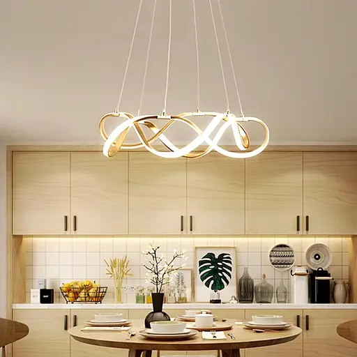 Золота люстра із двома хвилеподібними кільцями d50 см | Арт. Y 405-500+500 GD | Line F - фото 1