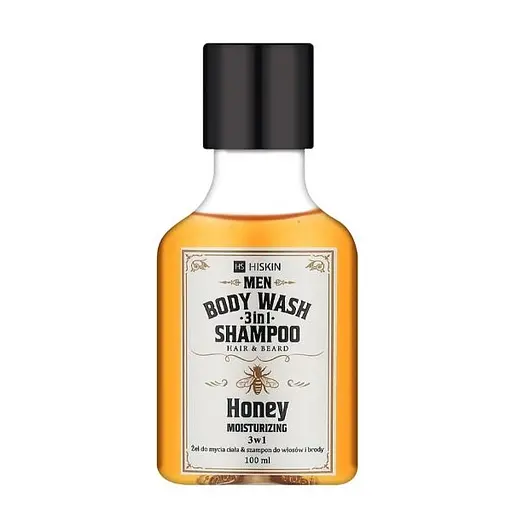 Гель для душа 3в1 Медовый Виски Body Wash and Hair and Beard Shampoo Whisky Honey HiSkin 100 мл - фото 1