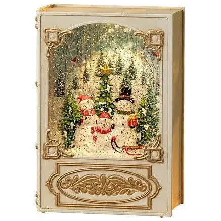 Новогодний ночник Xmas WDL-24023В музыкальный светильник с эффектом снежного вихря от батареек Золотой - фото 1