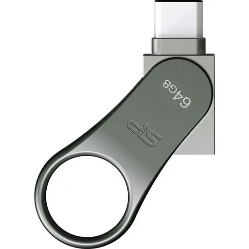 USB флеш-накопитель Silicon Power Mobile C80 64GB USB-A 3.2 Gen 1/USB-C Silver (SP064GBUC3C80V1S) [134403] - фото 3