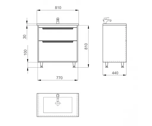 Тумба підлогова Sanwerk Грета 80 Білий з умивальником New Line (MV0000885) Білий - фото 5