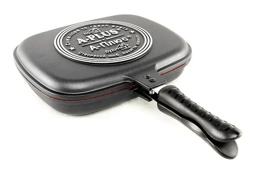 Сковорода гриль с антипригарным покрытием A-PLUS двухсторонняя сковорода гриль 30 см - фото 1