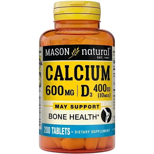Вітаміни та мінерали Mason Natural Calcium 600 mg mg Plus Vitamin D3, 200 таблеток