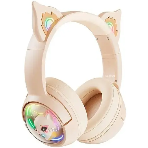Навушники Onikuma Cat Ear Bluetooth Wireless Gaming Headset B5 BT/AUX, Type-C, 55H, RGB - фото 1