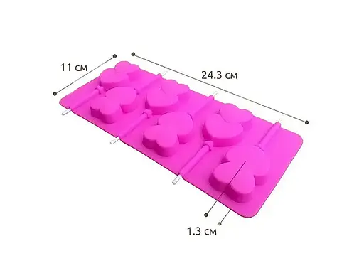 Силиконовая форма для леденцов и конфет на палочке "Сердечки", Kitchen Master Красный 82365 - фото 4