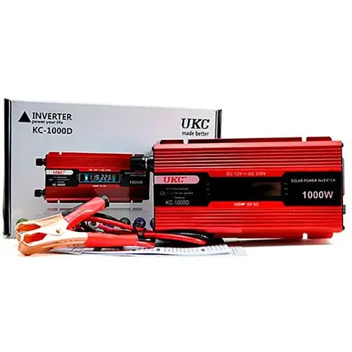Преобразователь постоянного тока UKC 12V-220V 1000W LCD KC-1000D инвертор для автомобиля 12В-220В - фото 1