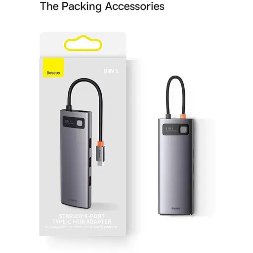 USB type C HUB Baseus 8 in 1 PD100W 4K 60 Гц USB 3.0 10 Гб/с - фото 9