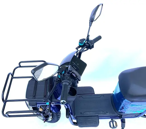 Электроскутер Грузовой с двумя большими багажниками Crosser MAX PRO (1200W 72V 24Ah) Синий - фото 4