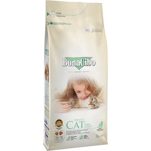 Сухой корм для кошек BonaCibo Adult Cat Lamb&Rice 2 кг (8694686406120) - фото 1