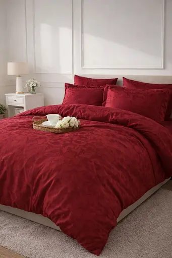 Комплект постільної  білизни євро 200х220  Premium сатин бордовий TC303376156 - фото 2